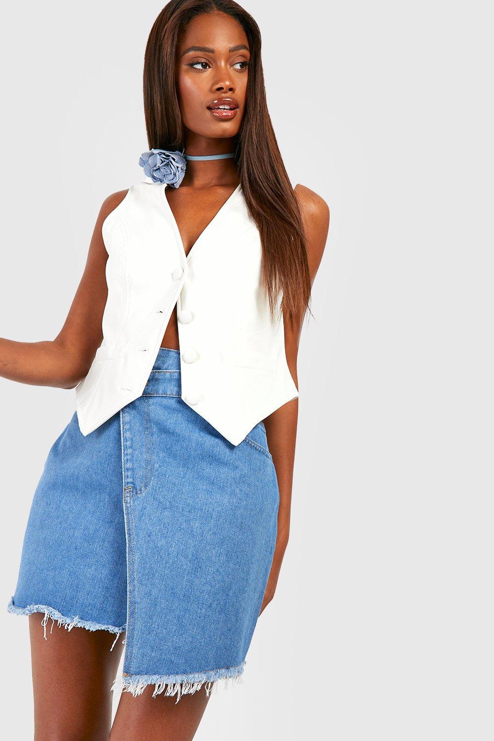 Petite Denim Wrap Skirt